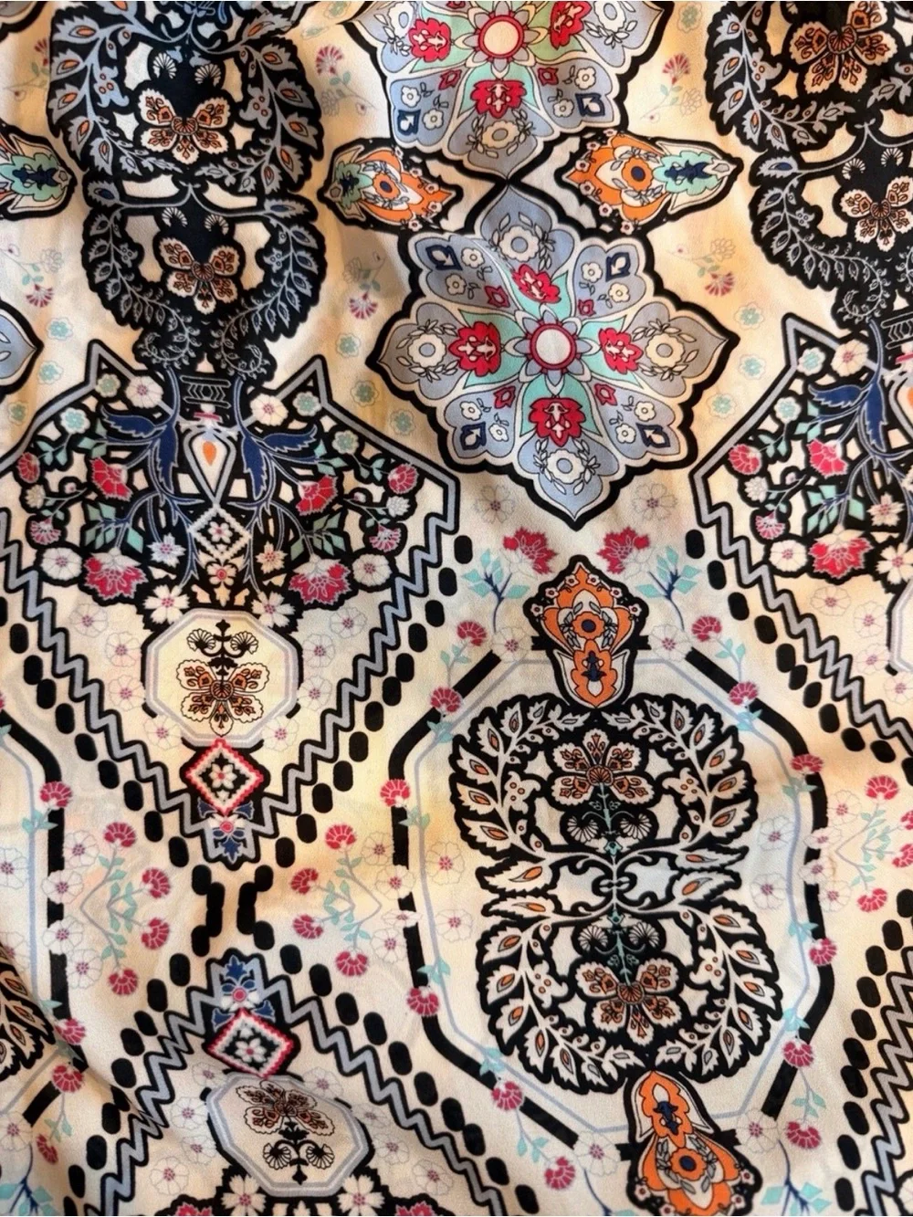 ellos Floral Paisley Swim Coverup in Cream, Black & Pink